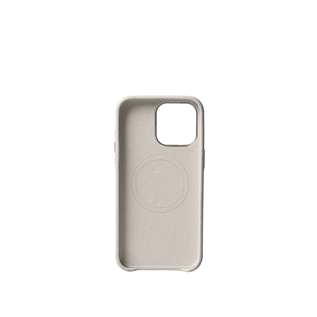 Pellipelli iPhone 14/15 Pro/Pro Max Series Metal frame style French Imported Leather Phone Case/White Sand