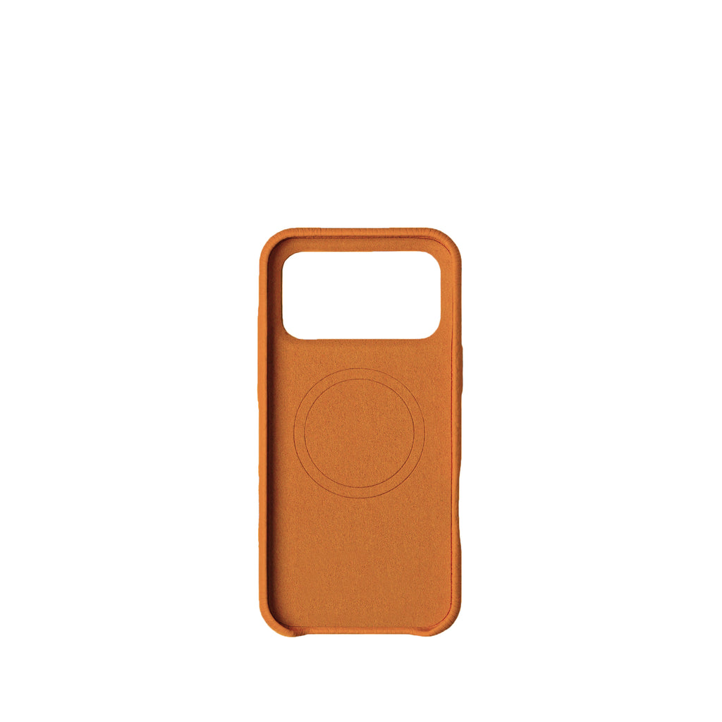 Pellipelli iPhone 17 Pro/Pro max Series Button Version French Imported Leather Phone Case/Neon Orange