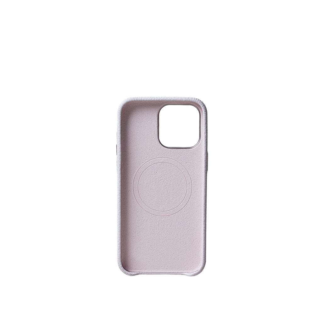 Pellipelli iPhone 14/15 Pro/Pro Max Series Metal frame style French Imported Leather Phone Case/Mauve Pink