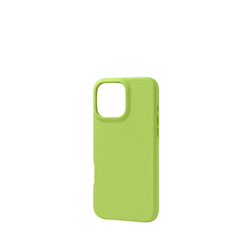 Pellipelli iPhone 16Pro/Pro max Series Button Version French Imported Leather Phone Case/Lime Flash