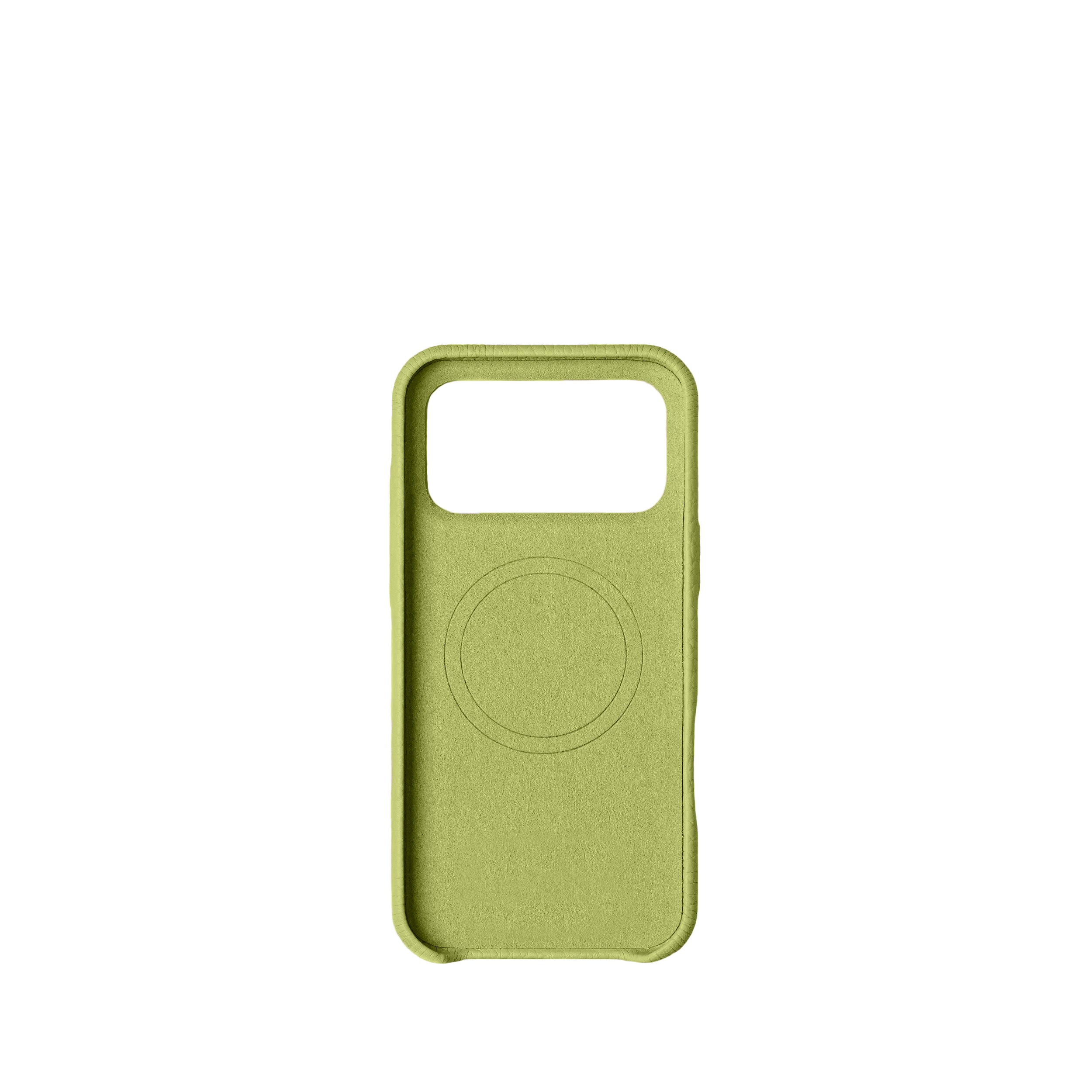 Pellipelli iPhone 17 Pro/Pro max Series Button Version French Imported Leather Phone Case/Sunny Lime