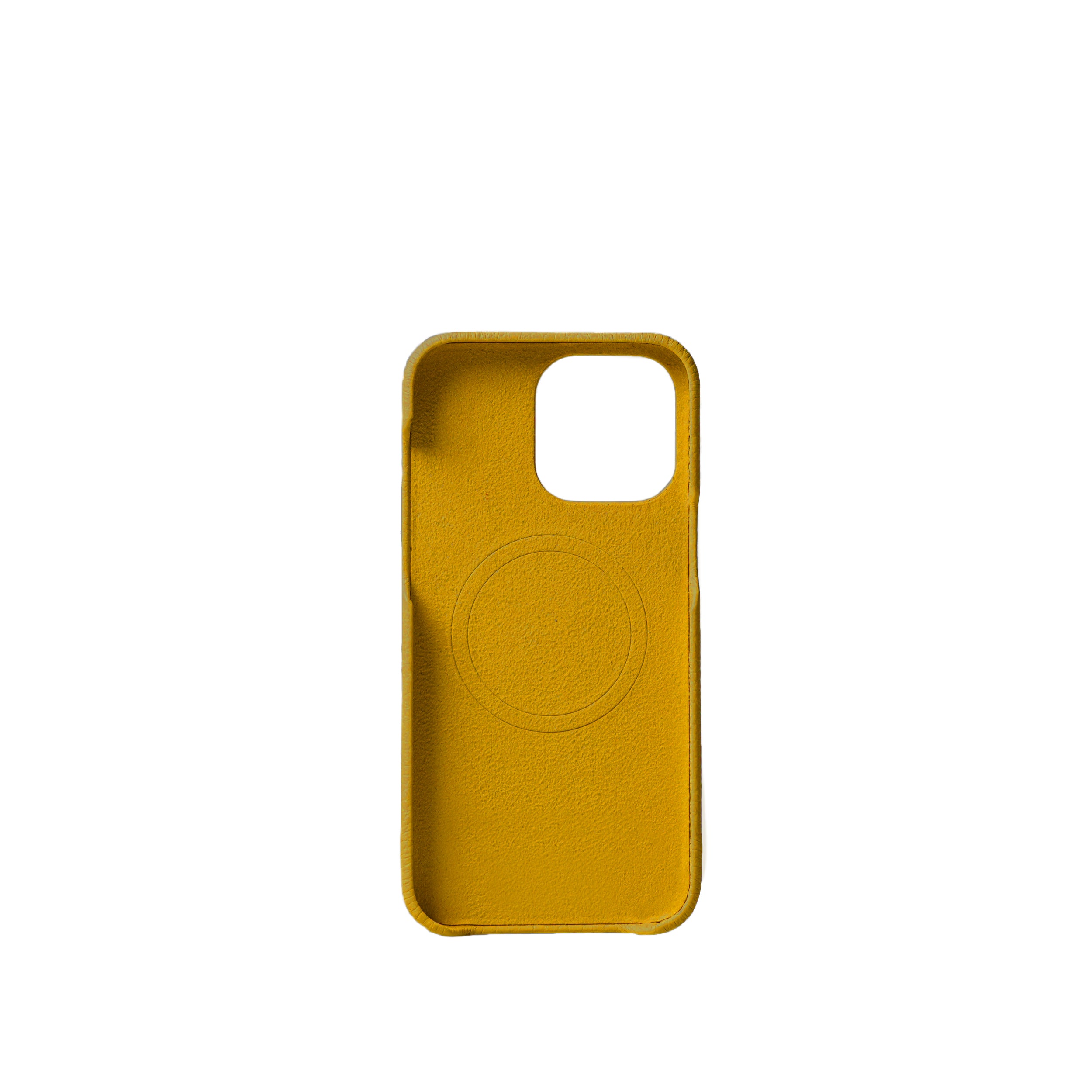Pellipelli iPhone 15 Pro/Pro Max Series Open-toe style French Imported Leather Phone Case/Jaune Empire