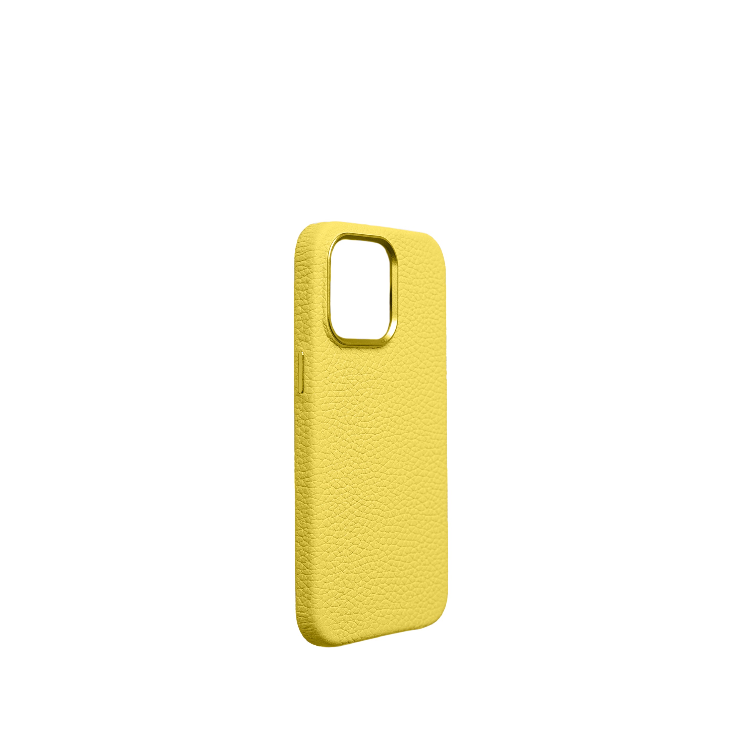 Pellipelli iPhone 14/15 Pro/Pro Max Series Metal frame style French Imported Leather Phone Case/Lemon Tonic