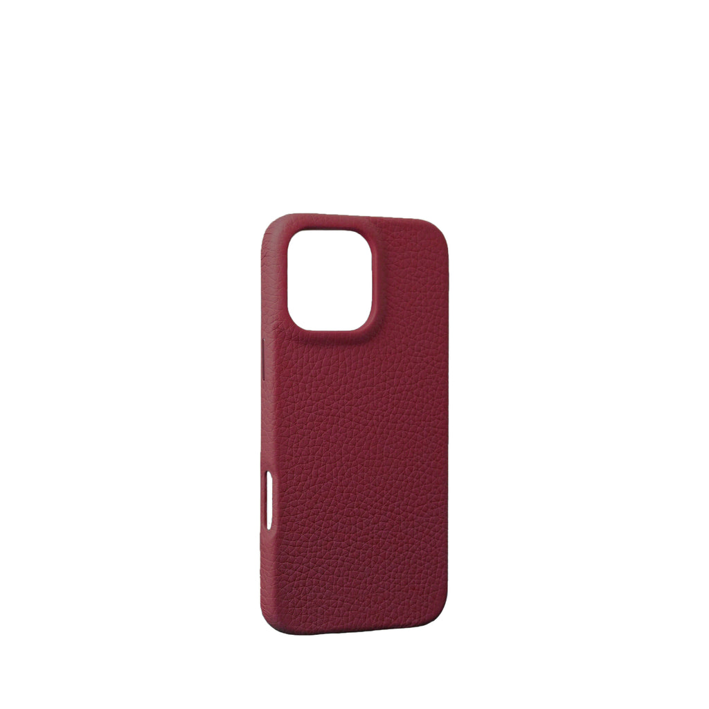 Pellipelli iPhone 16Pro/Pro max Series Button Version French Imported Leather Phone Case/Rouge Burgundy