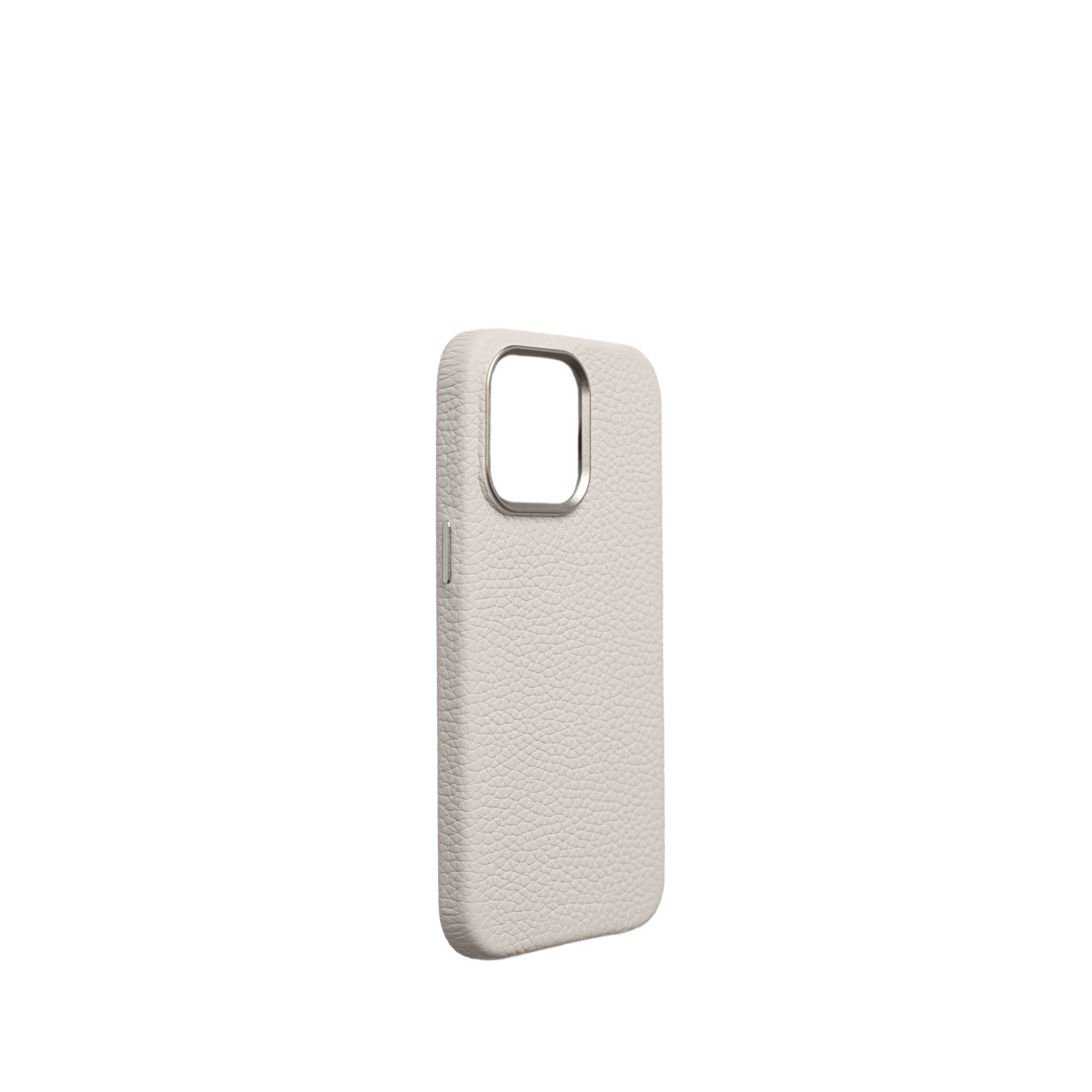 Pellipelli iPhone 14/15 Pro/Pro Max Series Metal frame style French Imported Leather Phone Case/White Sand