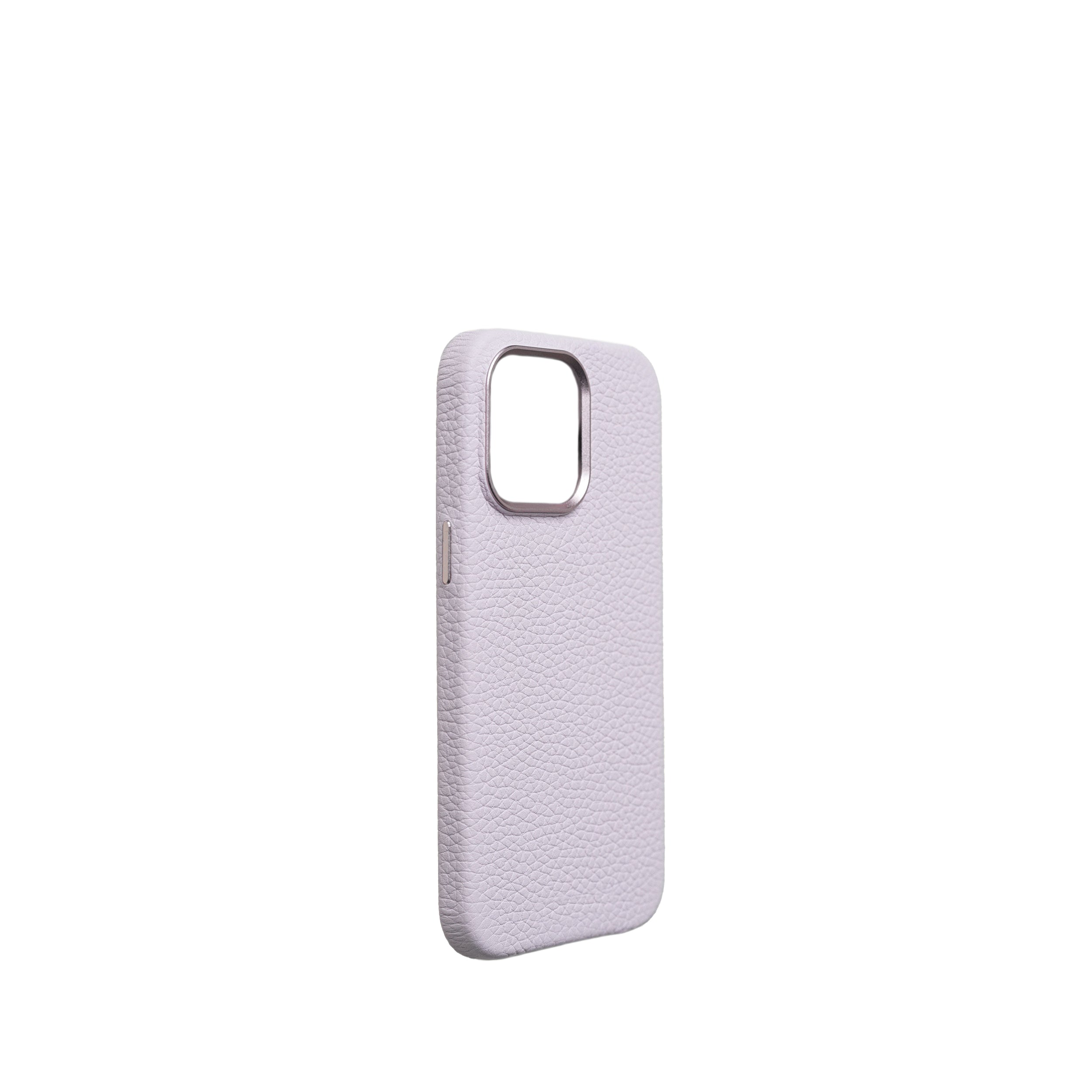 Pellipelli iPhone 14/15 Pro/Pro Max Series Metal frame style French Imported Leather Phone Case/Mauve Pink