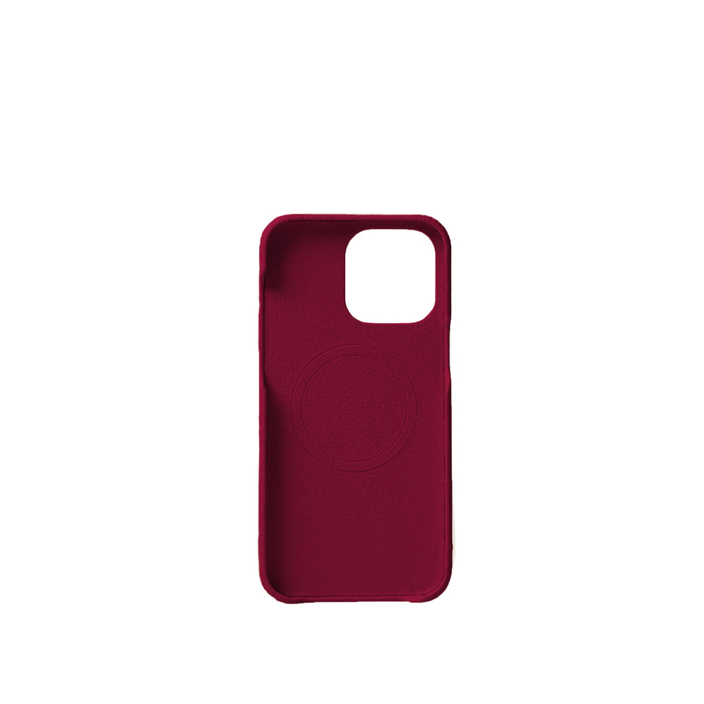 Pellipelli iPhone 15 Pro/Pro Max Series Open-toe style French Imported Leather Phone Case/Bordeaux Rouge