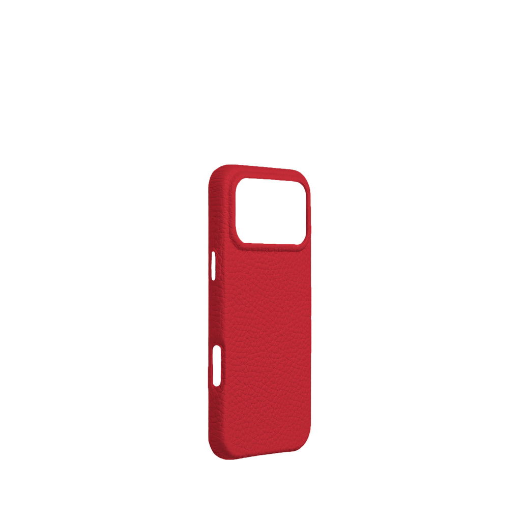Pellipelli iPhone 17 Pro/Pro max Series Button Version French Imported Leather Phone Case/Rouge Tomate