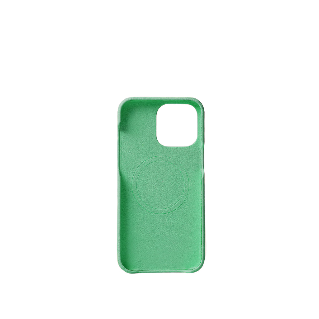 Pellipelli iPhone 15 Pro/Pro Max Series Open-toe style French Imported Leather Phone Case/Icecream Green