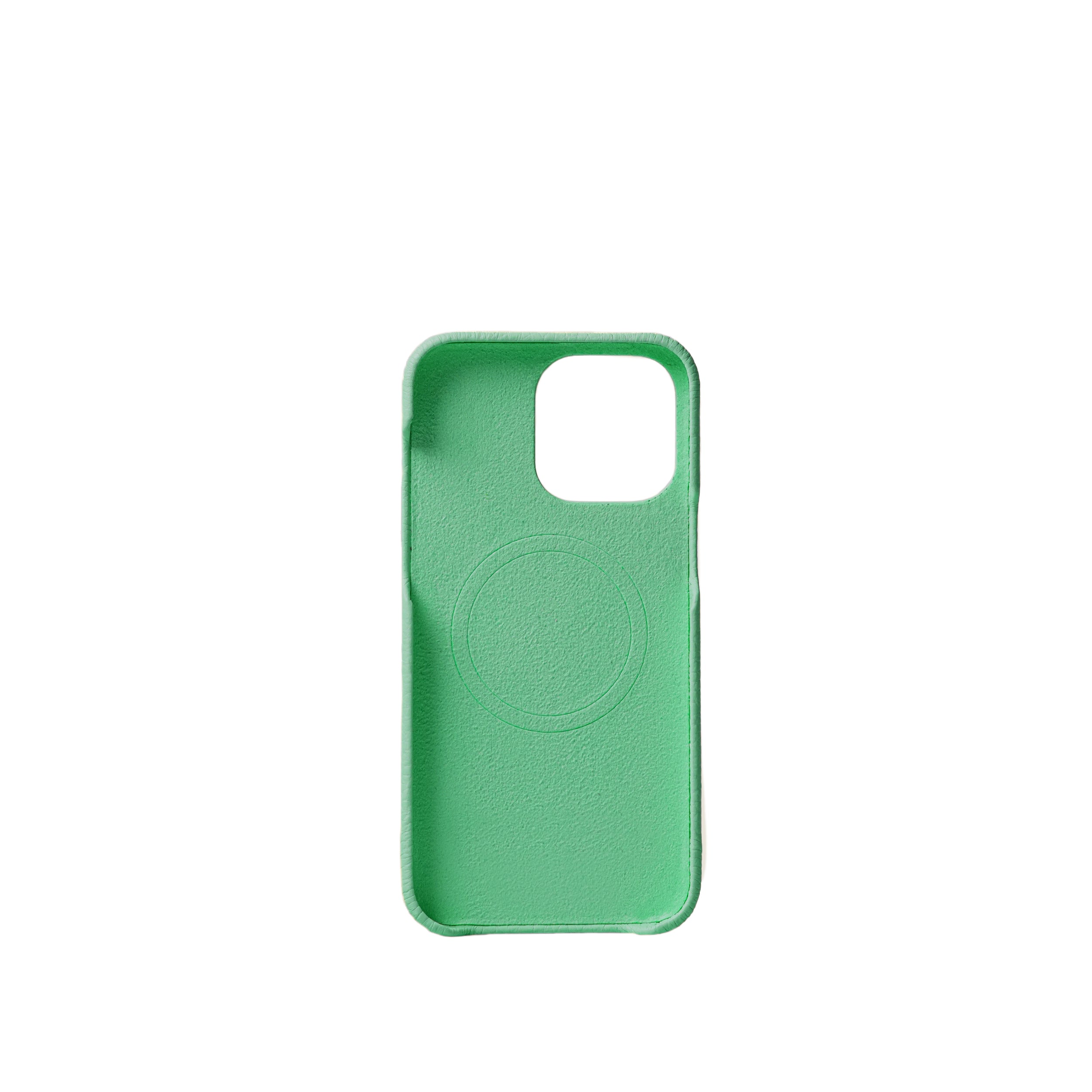 Pellipelli iPhone 15 Pro/Pro Max Series Open-toe style French Imported Leather Phone Case/Icecream Green