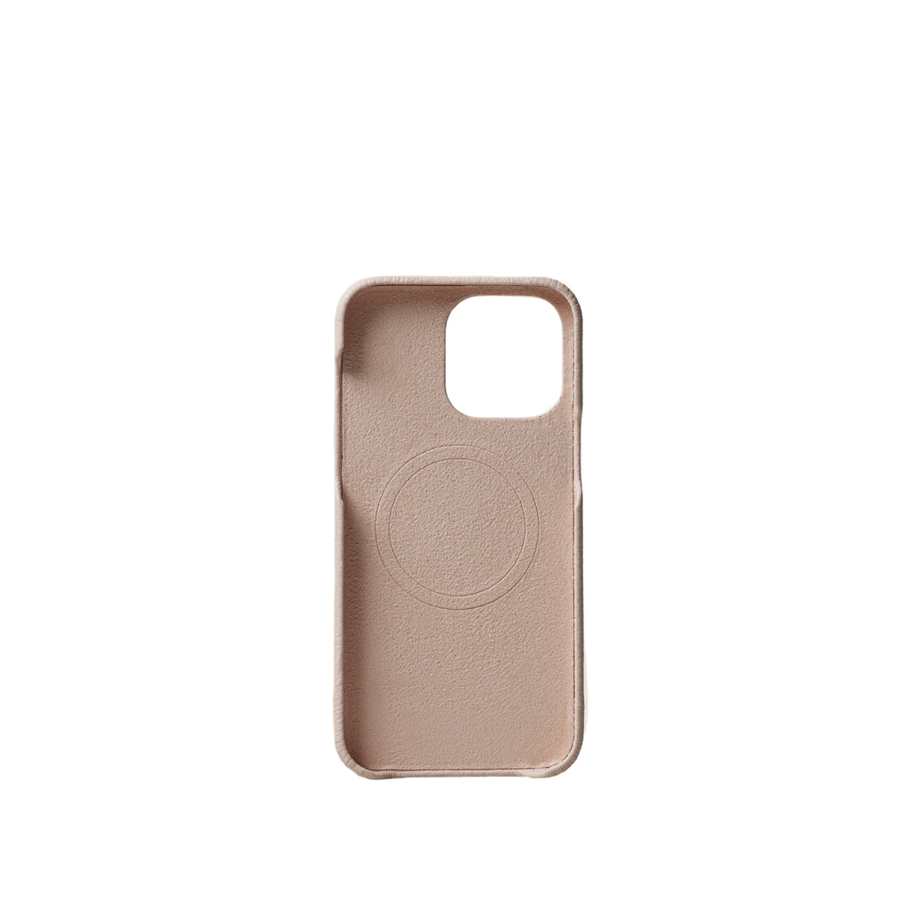 Pellipelli iPhone 15 Pro/Pro Max Series Open-toe style French Imported Leather Phone Case/Oatmeal White