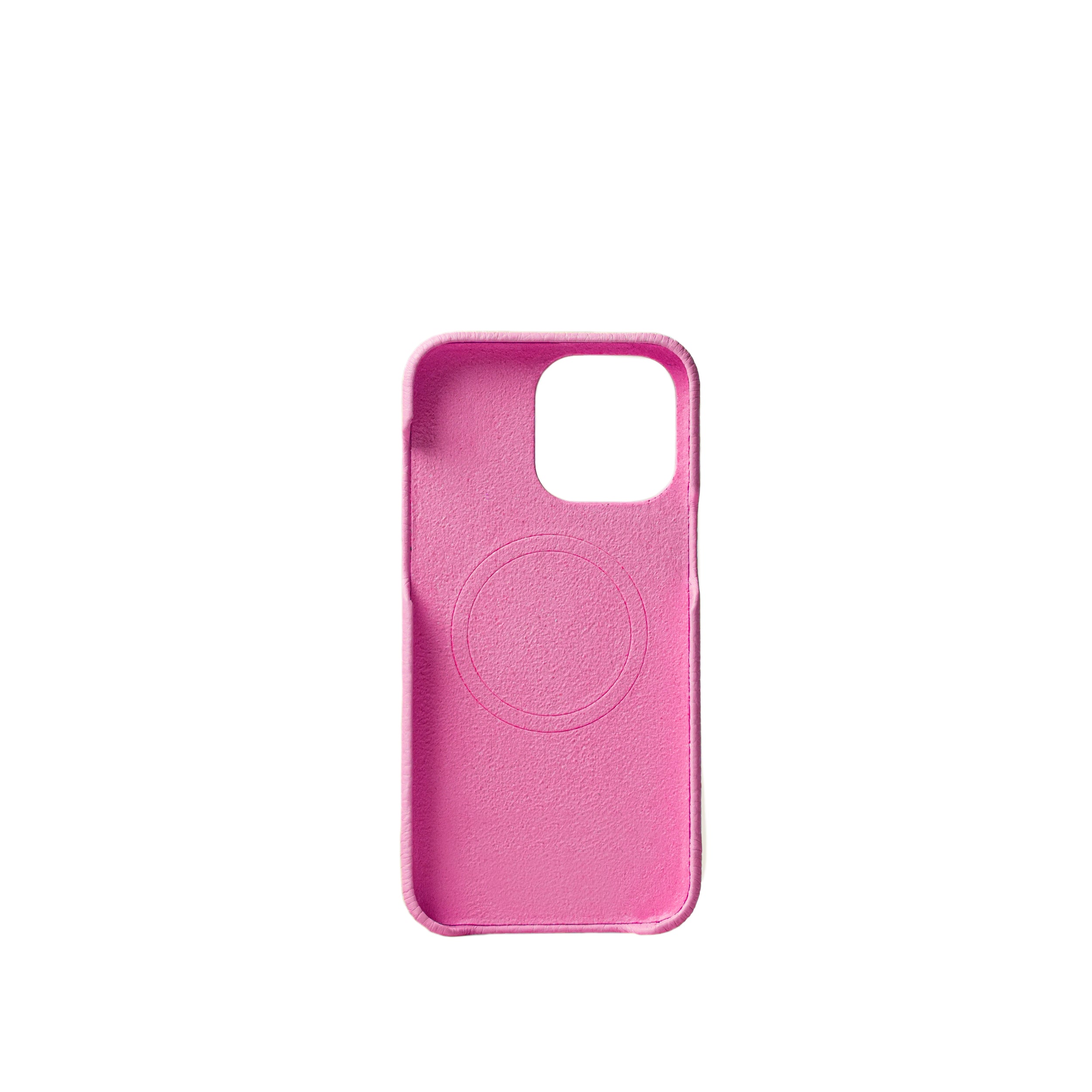 Pellipelli iPhone 15 Pro/Pro Max Series Open-toe style French Imported Leather Phone Case/Cupcake Pink