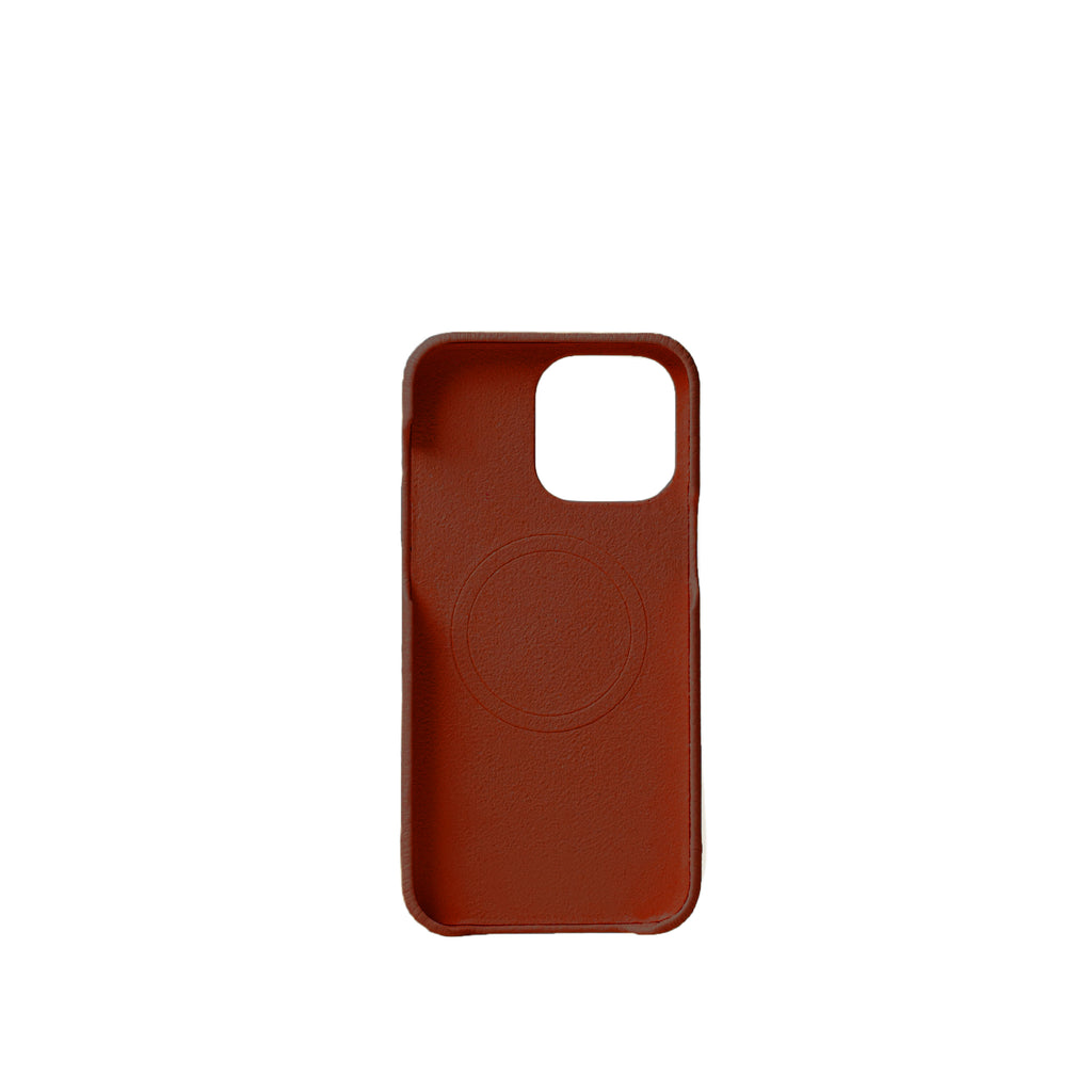 Pellipelli iPhone 15 Pro/Pro Max Series Open-toe style French Imported Leather Phone Case/Brown Gold