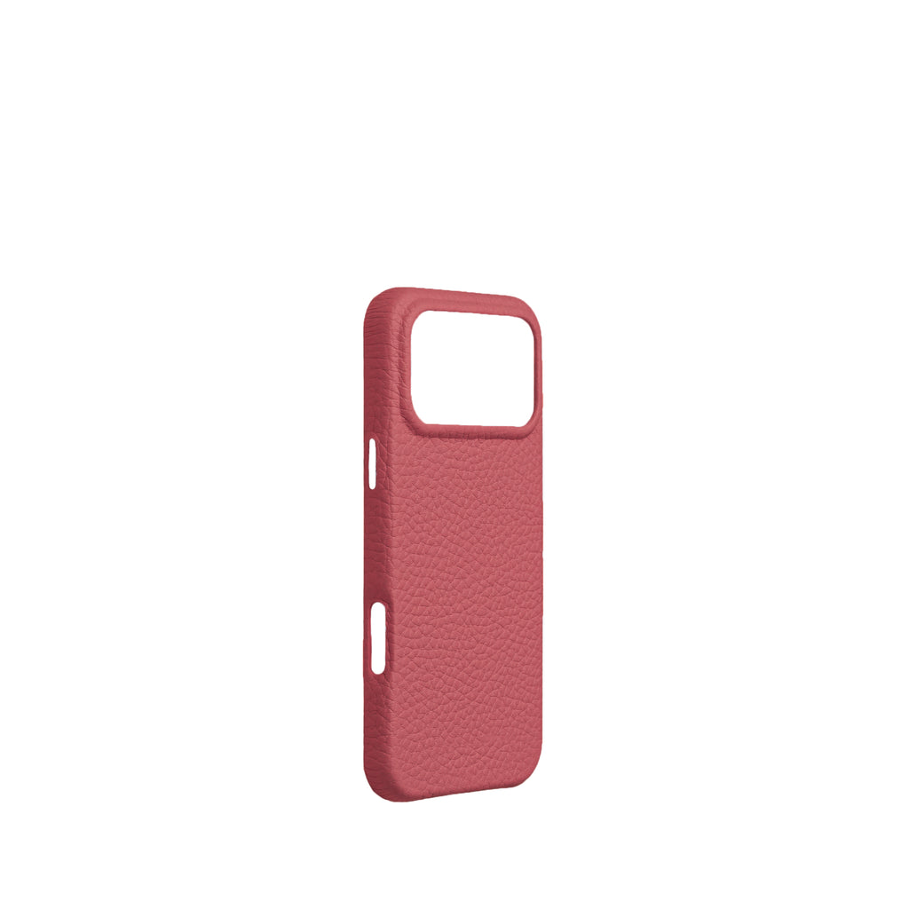 Pellipelli iPhone 17 Pro/Pro max Series Button Version French Imported Leather Phone Case/Neon Pink