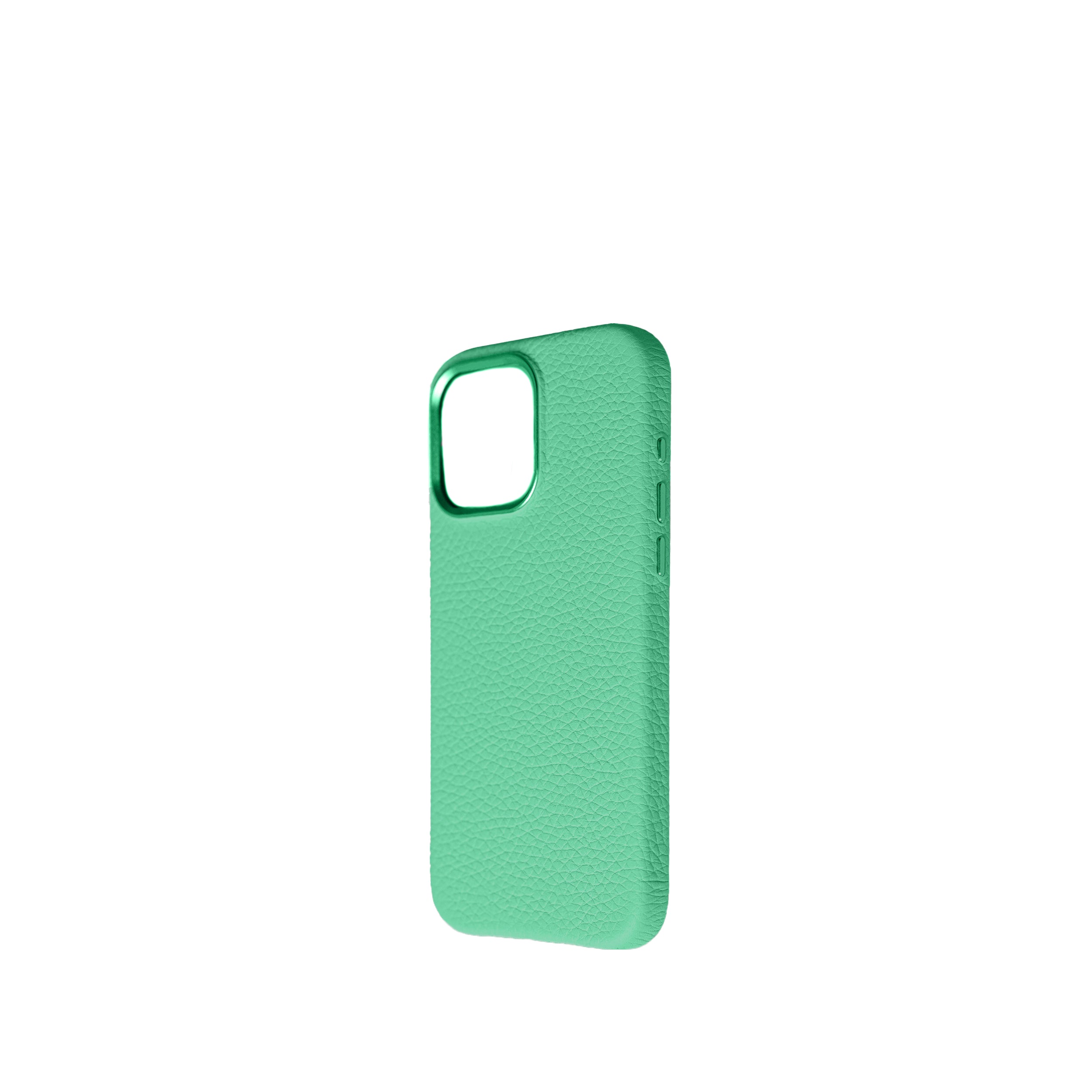 Pellipelli iPhone 14/15 Pro/Pro Max Series Metal frame style French Imported Leather Phone Case/Irish Green