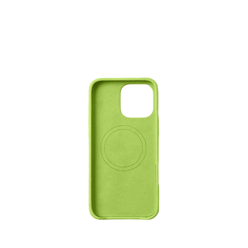 Pellipelli iPhone 16Pro/Pro max Series Button Version French Imported Leather Phone Case/Lime Flash