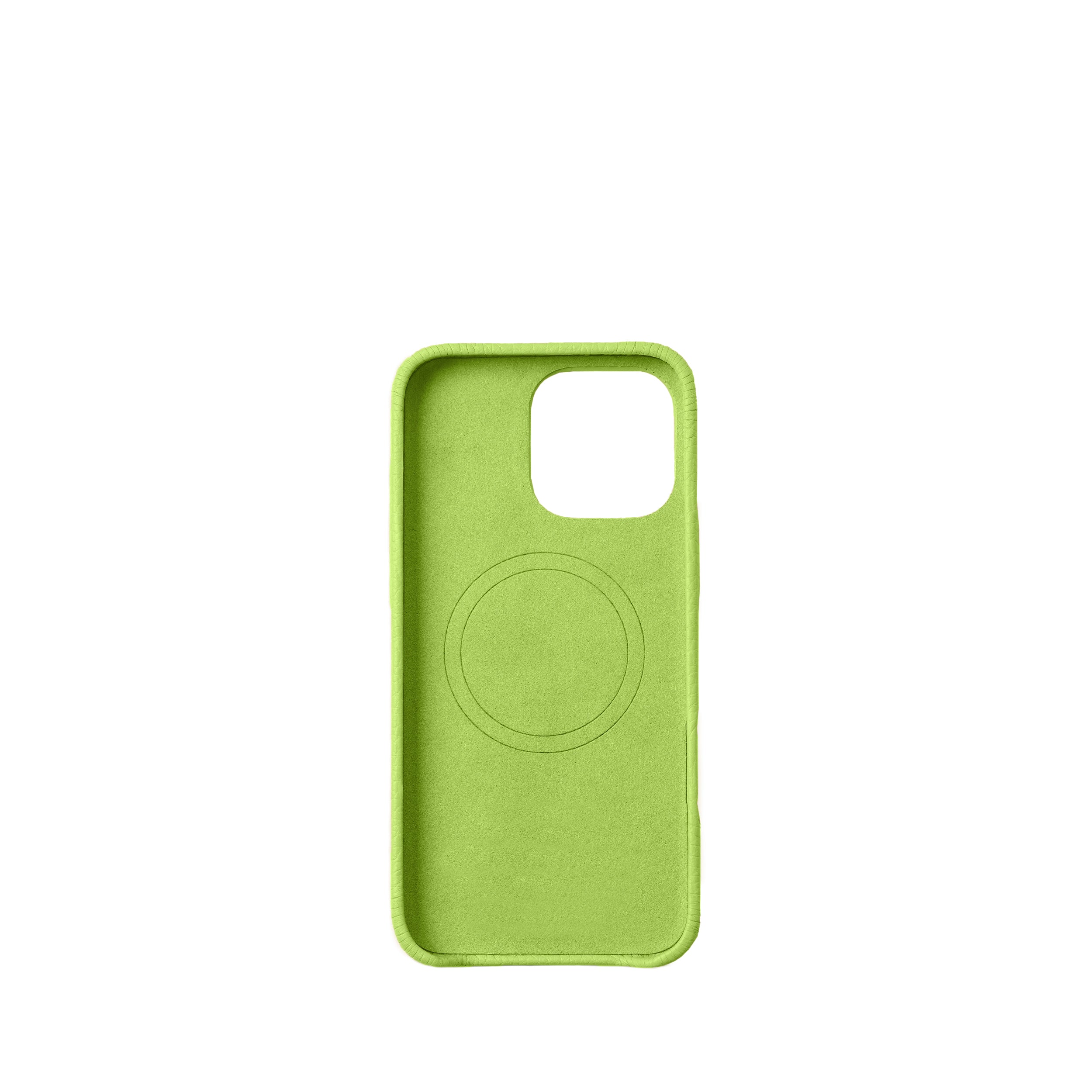 Pellipelli iPhone 16Pro/Pro max Series Button Version French Imported Leather Phone Case/Lime Flash