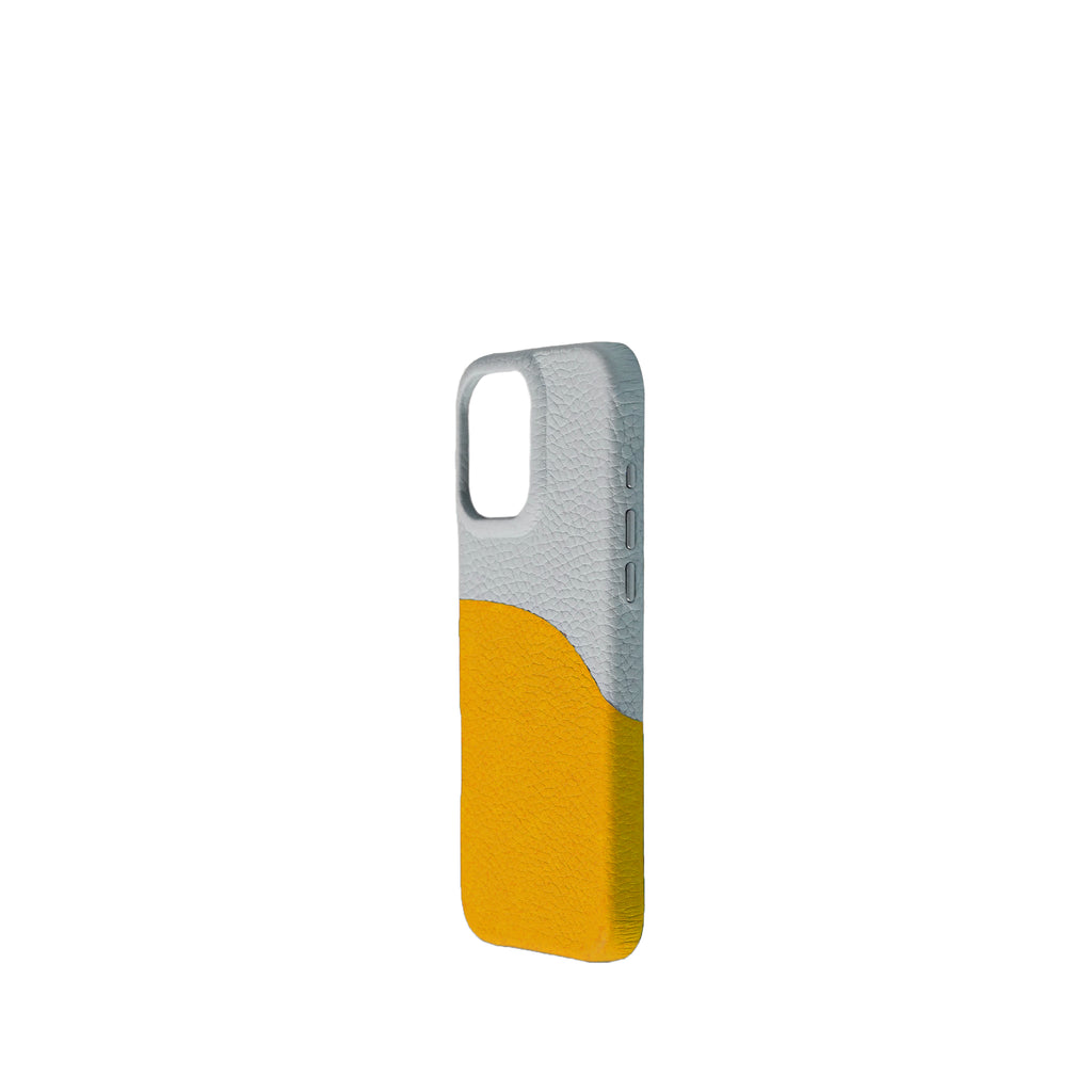 Pellipelli iPhone 14/15/16 Pro/Pro Max Series Color-block style French Imported Leather Phone Case/Glacier Daisy