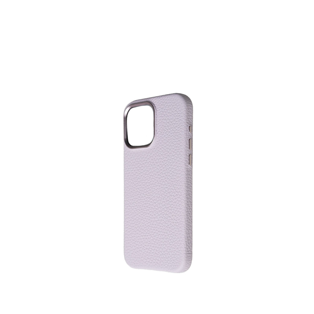 Pellipelli iPhone 14/15 Pro/Pro Max Series Metal frame style French Imported Leather Phone Case/Mauve Pink
