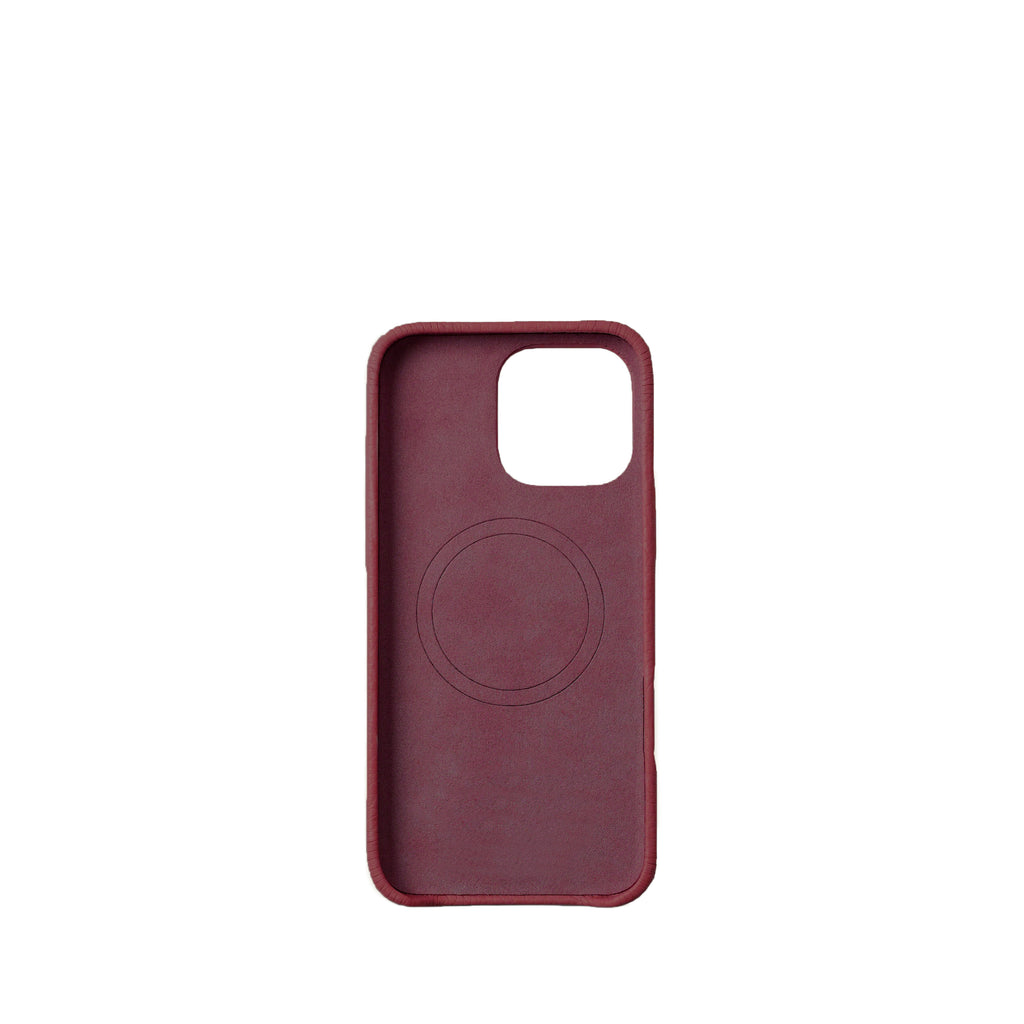 Pellipelli iPhone 16Pro/Pro max Series Button Version French Imported Leather Phone Case/Rouge Burgundy
