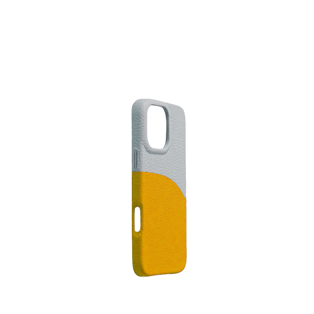Pellipelli iPhone 14/15/16 Pro/Pro Max Series Color-block style French Imported Leather Phone Case/Glacier Daisy