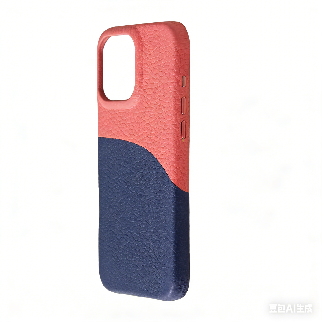 Pellipelli iPhone 14/15/16 Pro/Pro Max Series Color-block style French Imported Leather Phone Case/Grapefruit Glow