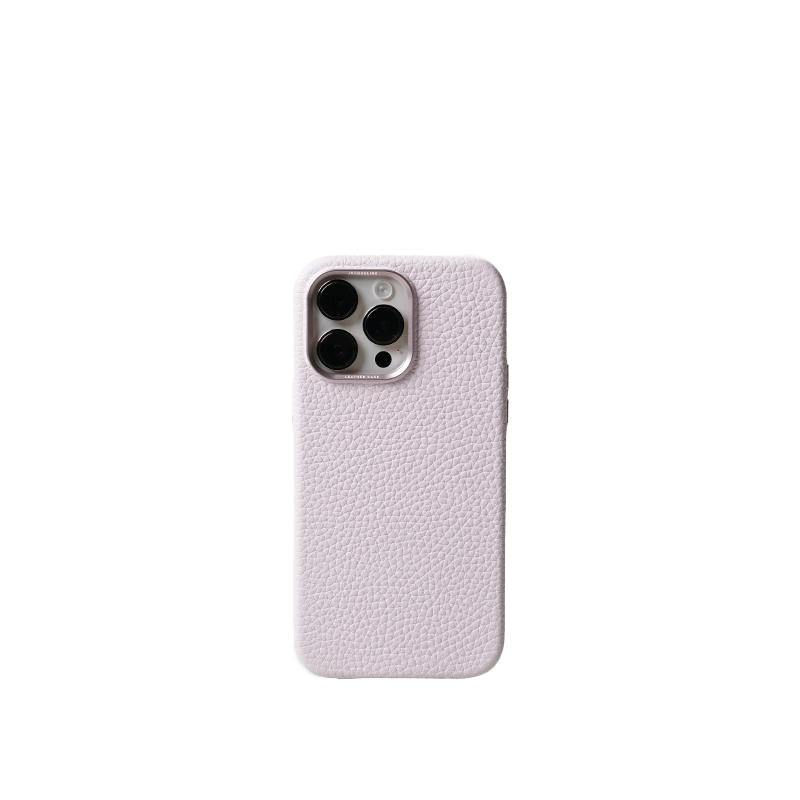 Pellipelli iPhone 14/15 Pro/Pro Max Series Metal frame style French Imported Leather Phone Case/Mauve Pink
