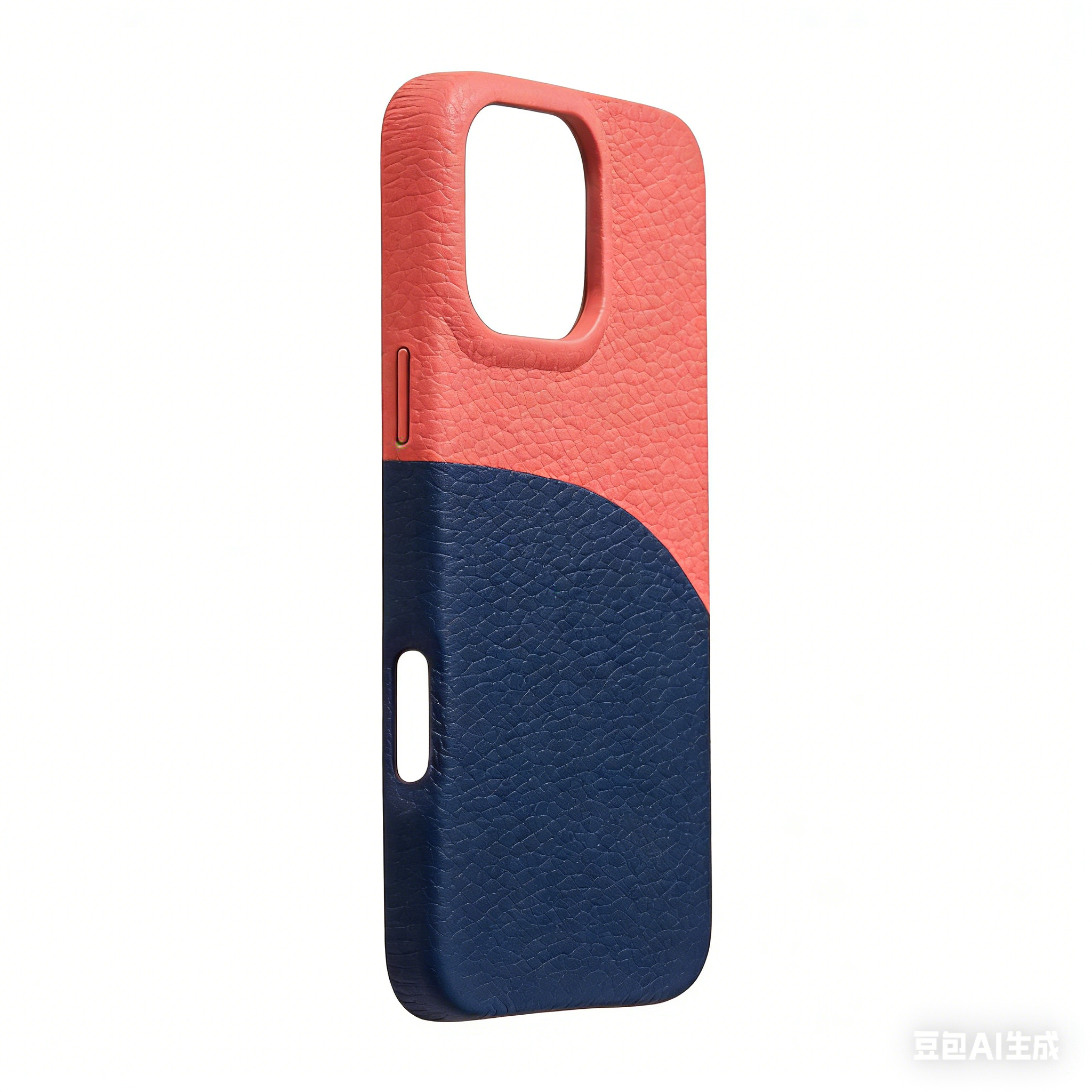Pellipelli iPhone 14/15/16 Pro/Pro Max Series Color-block style French Imported Leather Phone Case/Grapefruit Glow