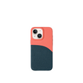 Pellipelli iPhone 14/15  Series Color-block style French Imported Leather Phone Case/Grapefruit Glow