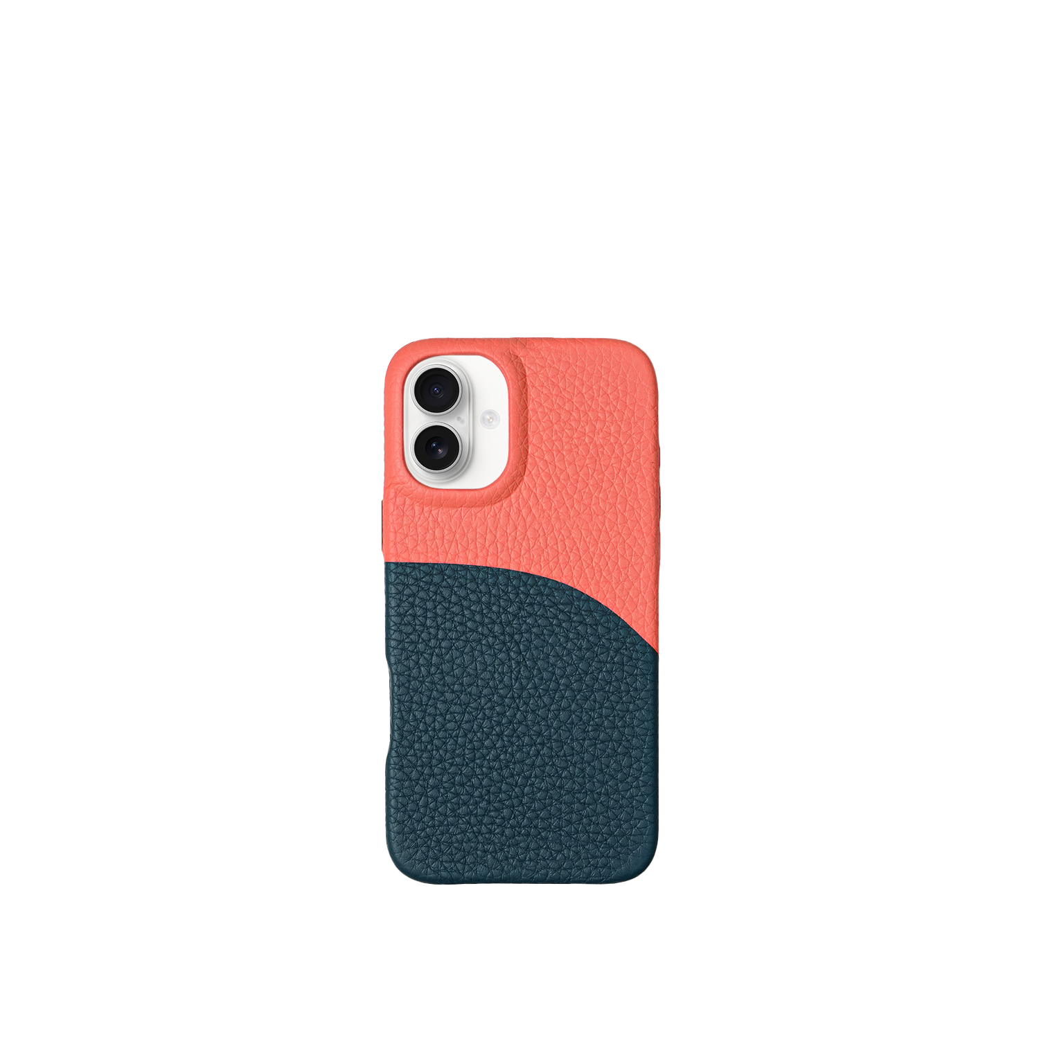 Pellipelli iPhone 16  Series Color-block style French Imported Leather Phone Case/Grapefruit Glow