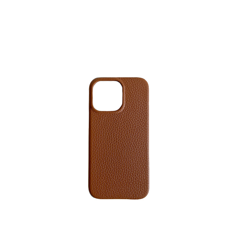 Pellipelli iPhone 15 Pro/Pro Max Series Open-toe style French Imported Leather Phone Case/Brown Gold