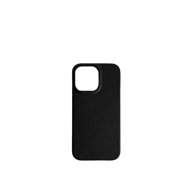 Pellipelli iPhone 15 Pro/Pro Max Series Open-toe style French Imported Leather Phone Case/Noir Black