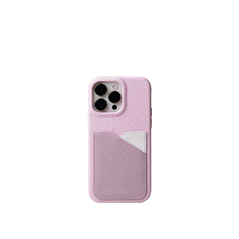 Pellipelli iPhone 14/15 Pro/Pro Max Series Card Pack Style French Imported Leather Phone Case/PinkPink