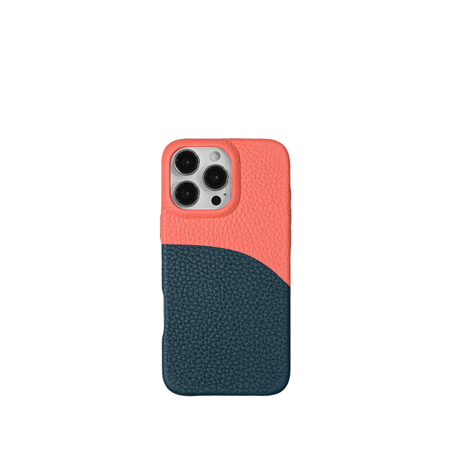 Pellipelli iPhone 14/15/16 Pro/Pro Max Series Color-block style French Imported Leather Phone Case/Grapefruit Glow