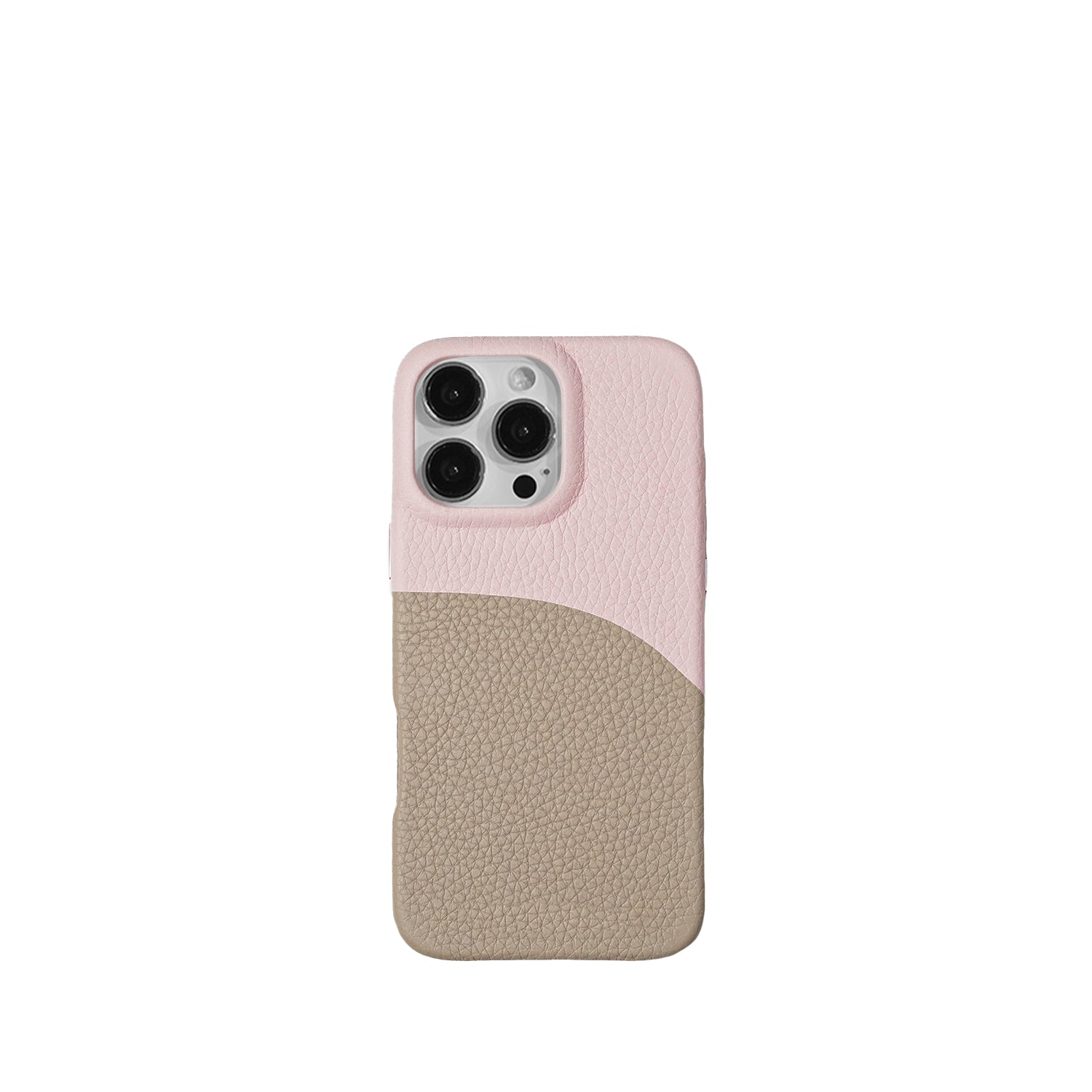 Pellipelli iPhone 14/15/16 Pro/Pro Max Series Color-block style French Imported Leather Phone Case/Pink Affair