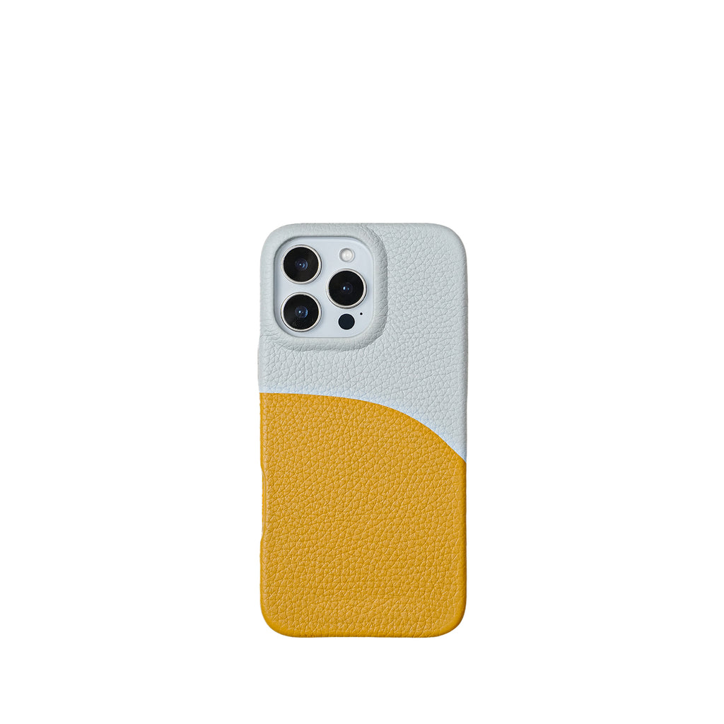 Pellipelli iPhone 14/15/16 Pro/Pro Max Series Color-block style French Imported Leather Phone Case/Glacier Daisy