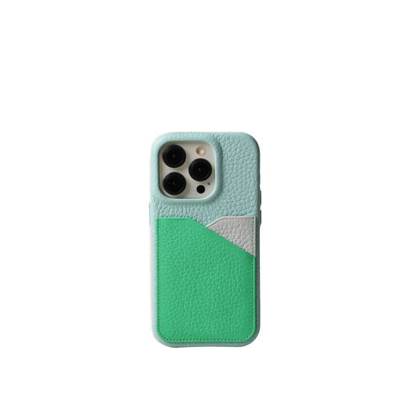 Pellipelli iPhone 14/15 Pro/Pro Max Series Card Pack Style French Imported Leather Phone Case/Vert