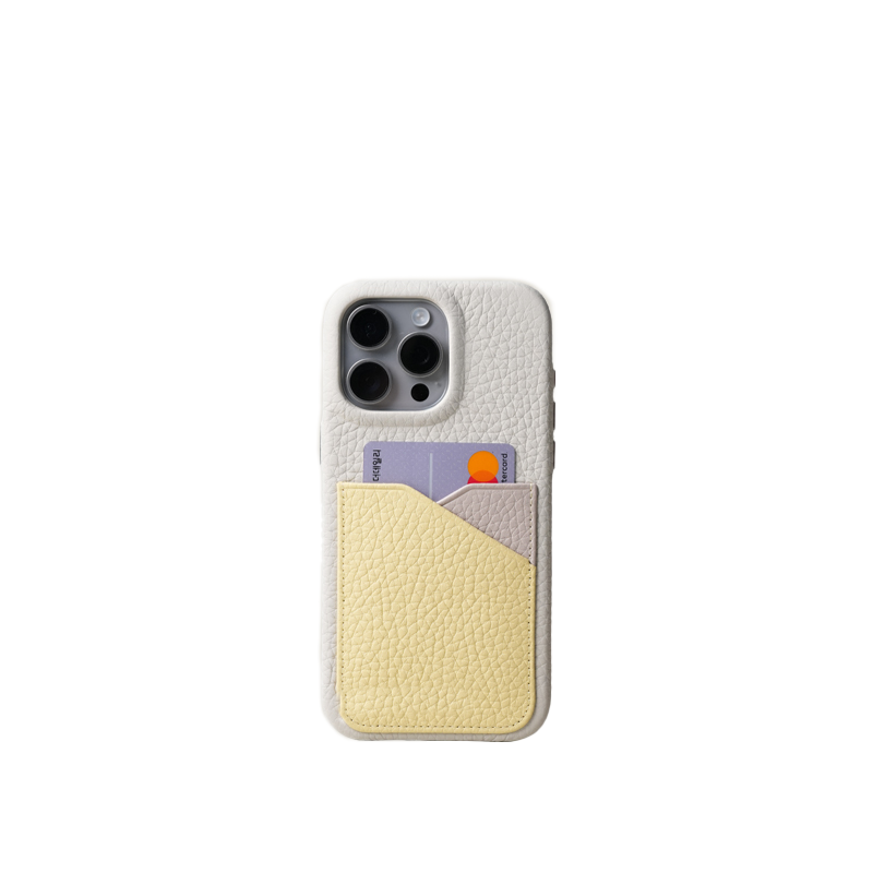 Pellipelli iPhone 14/15 Pro/Pro Max Series Card Pack Style French Imported Leather Phone Case/Natural