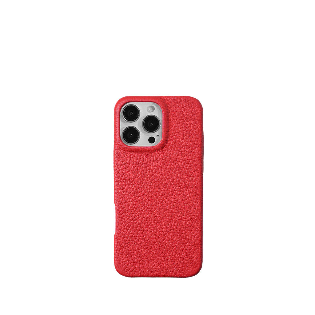 Pellipelli iPhone 16Pro/Pro max Series Button Version French Imported Leather Phone Case/Rouge Tomate