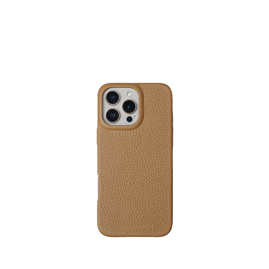 Pellipelli iPhone 16Pro/Pro max Series Button Version French Imported Leather Phone Case/Peanut Brown