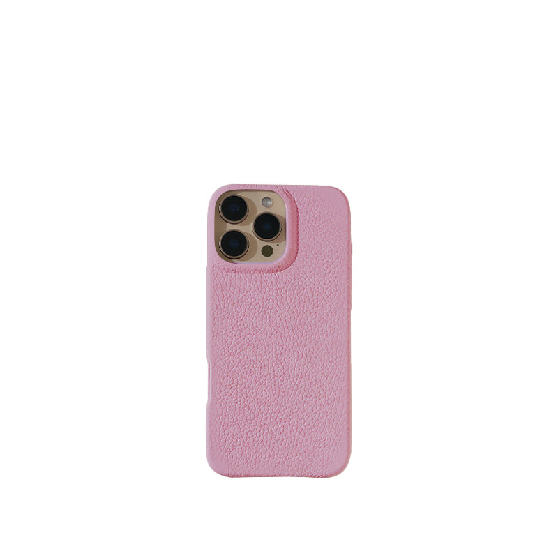 Pellipelli iPhone 16Pro/Pro max Series Button Version French Imported Leather Phone Case/Cupcake Pink