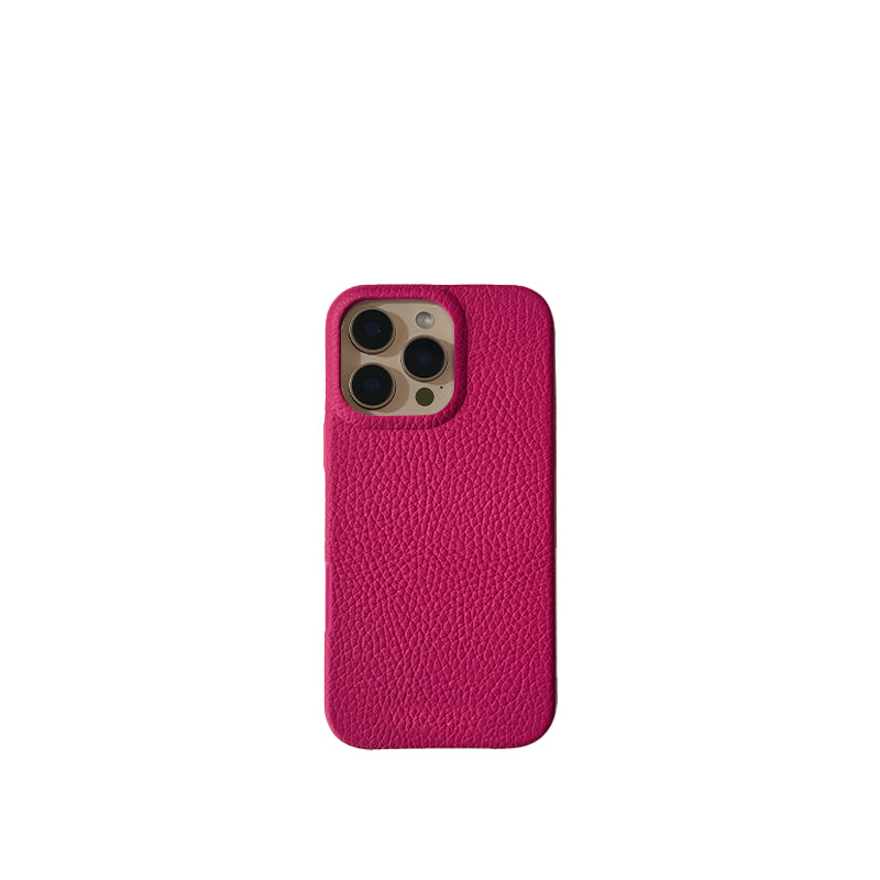 Pellipelli iPhone 16Pro/Pro max Series Button Version French Imported Leather Phone Case/Barbie Pink