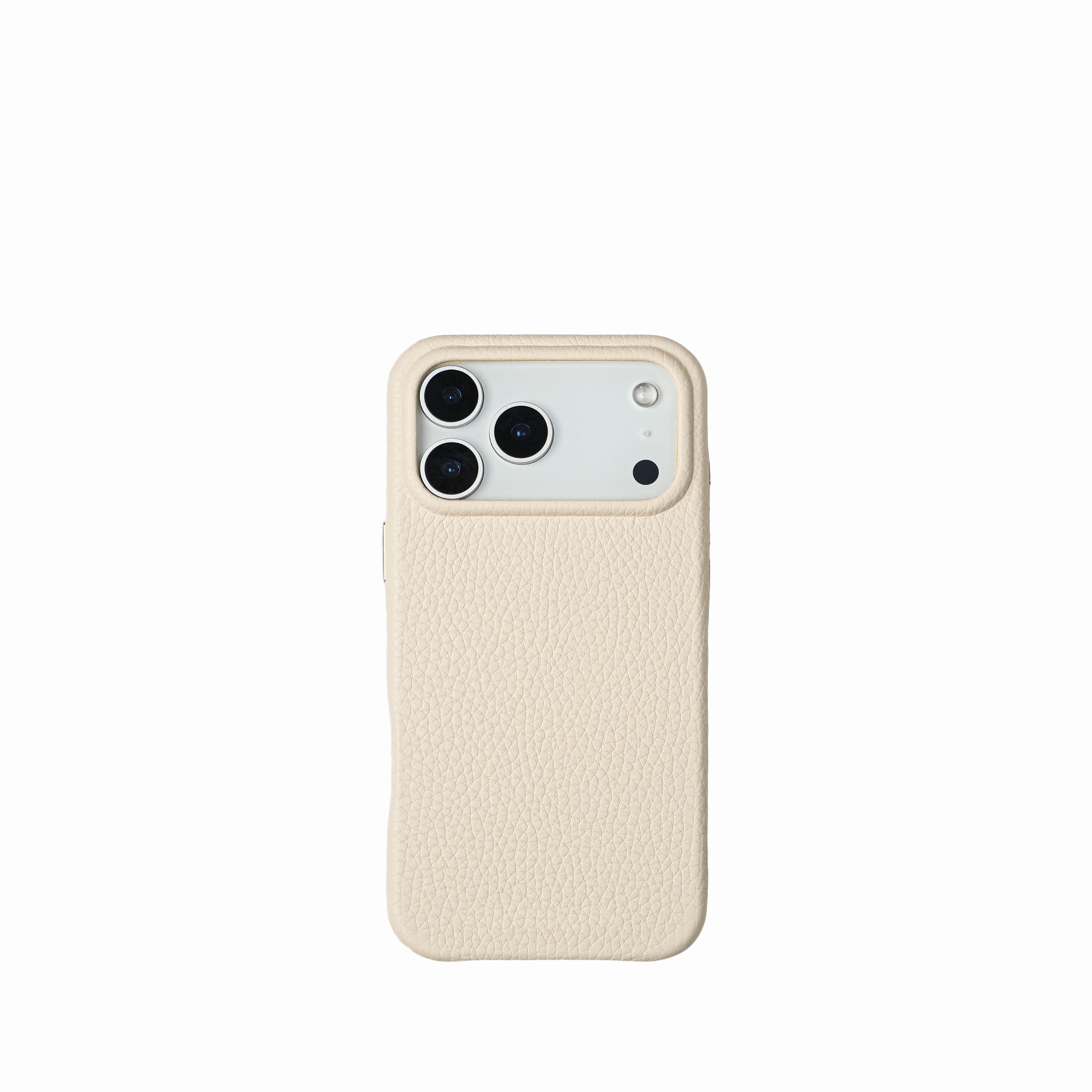 Pellipelli iPhone 17 Pro/Pro max Series Button Version French Imported Leather Phone Case/Creme White