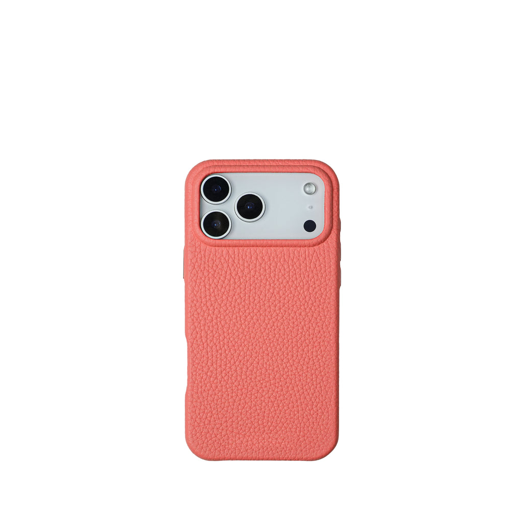 Pellipelli iPhone 17 Pro/Pro max Series Button Version French Imported Leather Phone Case/Neon Pink