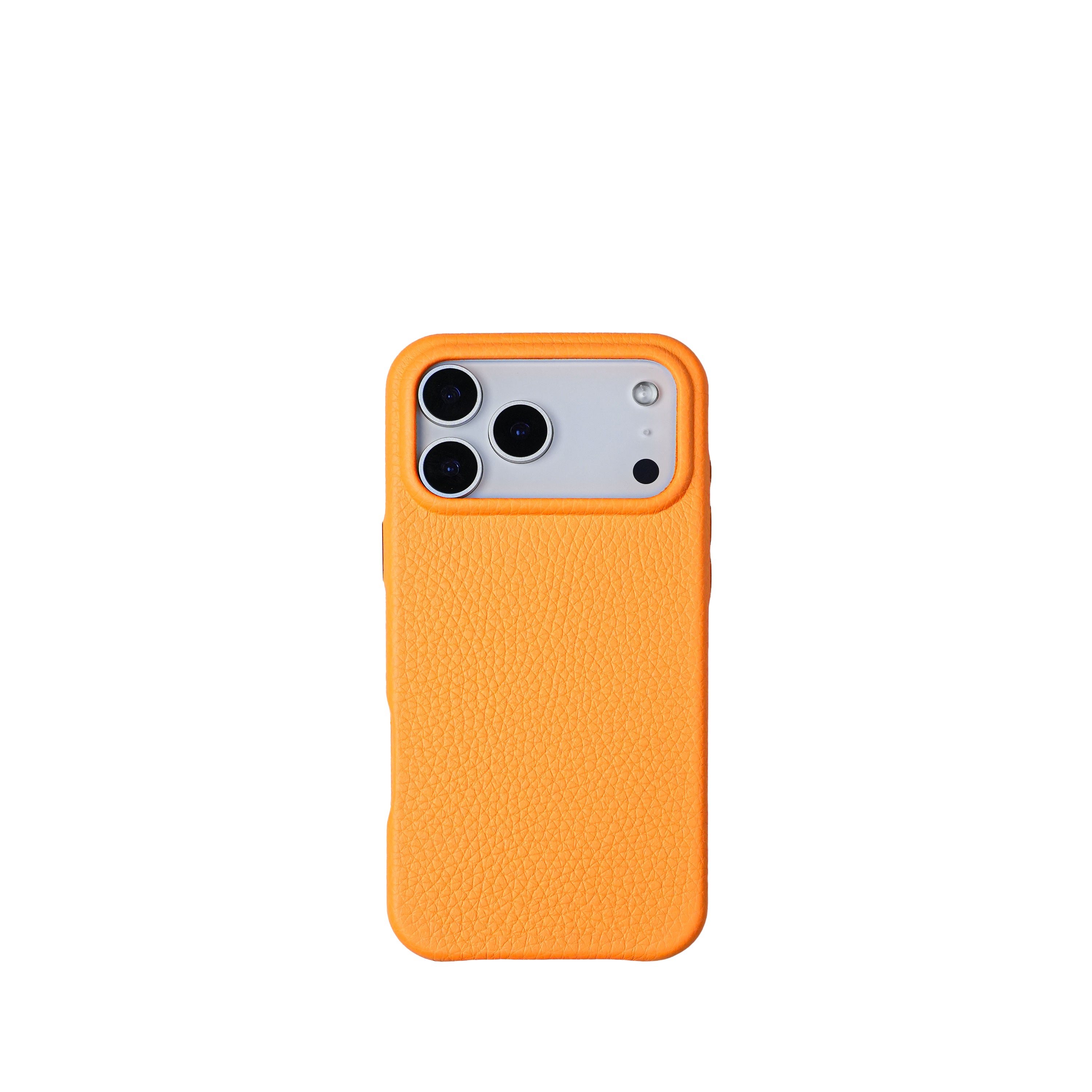 Pellipelli iPhone 17 Pro/Pro max Series Button Version French Imported Leather Phone Case/Neon Orange