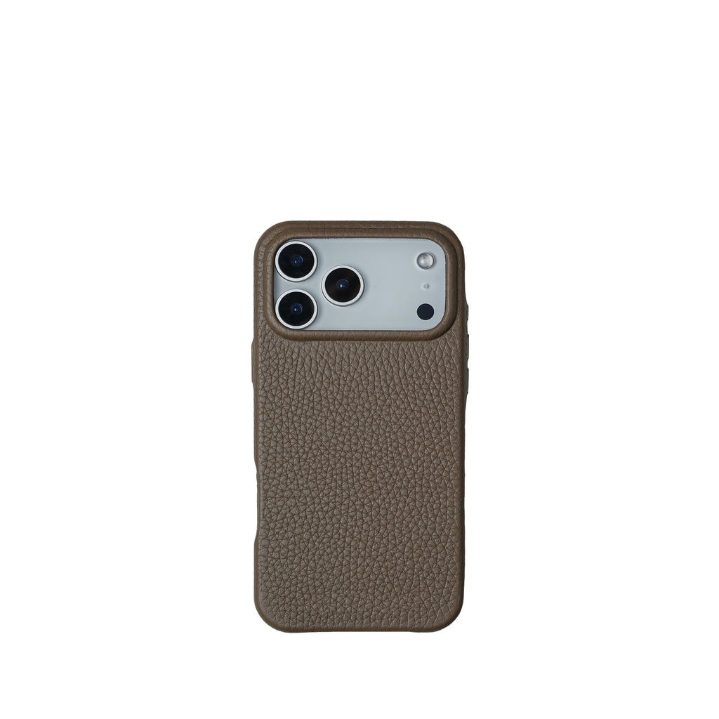Pellipelli iPhone 17 Pro/Pro max Series Button Version French Imported Leather Phone Case/Etoupe Gray