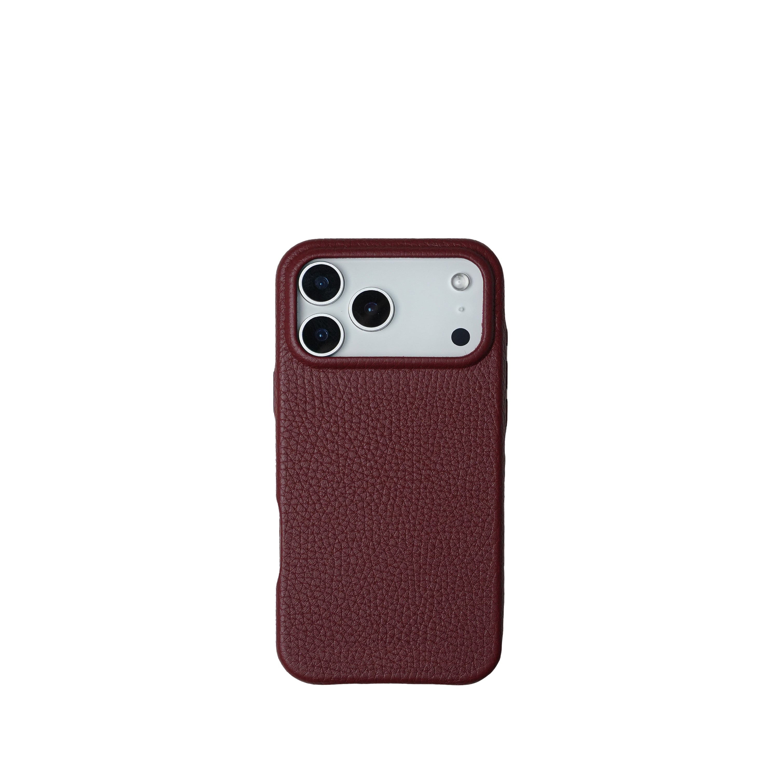 Pellipelli iPhone 17 Pro/Pro max Series Button Version French Imported Leather Phone Case/Rouge Burgundy