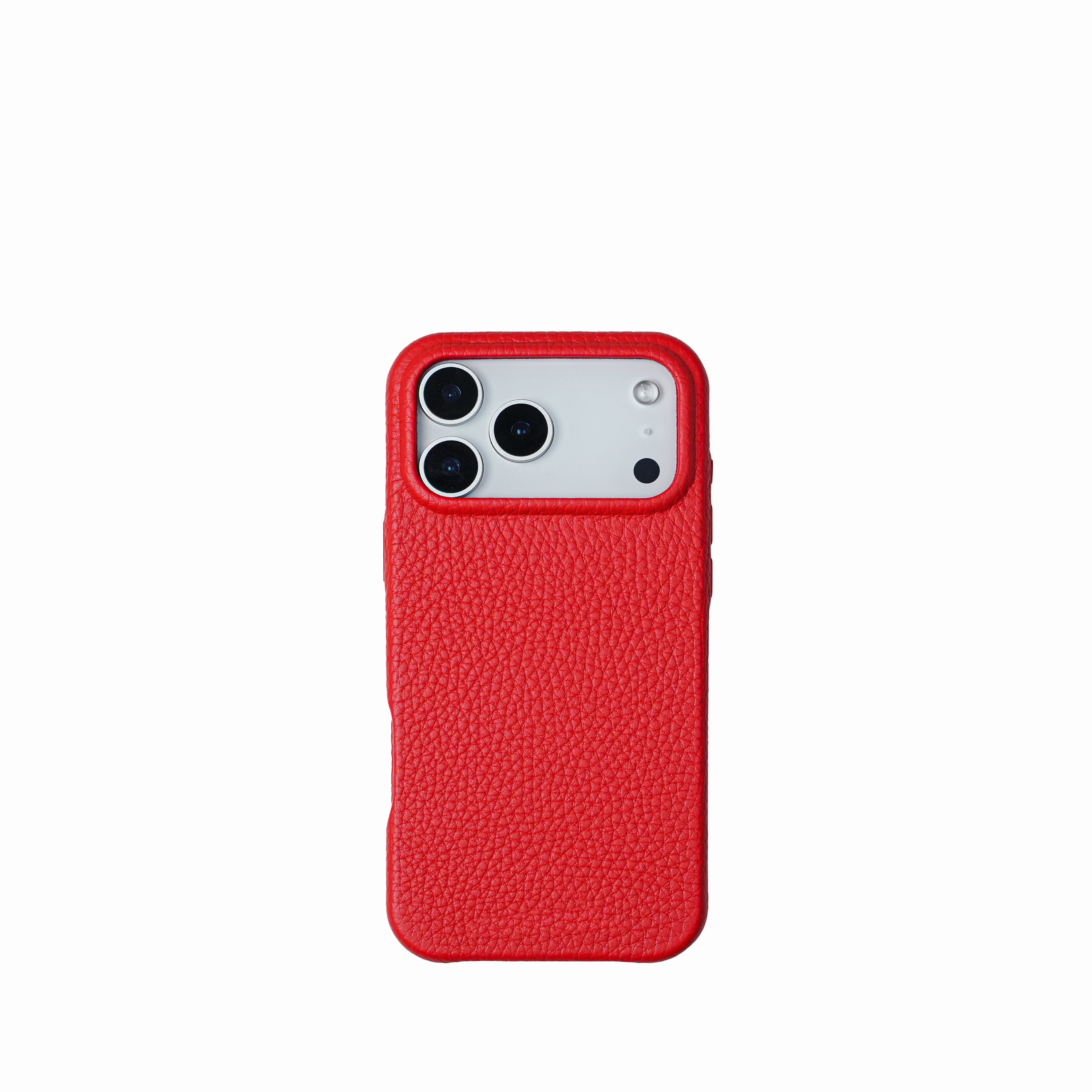 Pellipelli iPhone 17 Pro/Pro max Series Button Version French Imported Leather Phone Case/Rouge Tomate